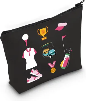 JXGZSO Golf Gifts Golf Zipper Makeup Bag Ladies Golf Cosmetic Bag Golf Player Gifts Golf Lover Gifts for Women Golfers (Golf Elements Bag)