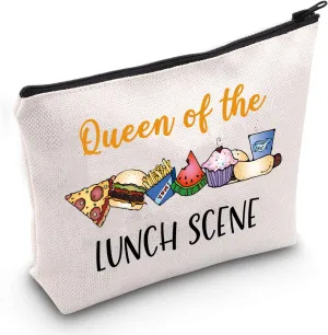 JXGZSO Lunch Lady Makeup Bag Lunch Lady Gifts Queen of The Lunch Scene Cosmetic Bag Gift for Cafeteria Worker (Queen of The Lunch Scene B)