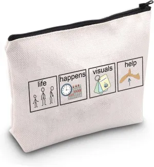 JXGZSO Special Education Teacher Gift Life Happens Visuals Help Cosmetic Bag Gift For Teachers (visuals help BAG)