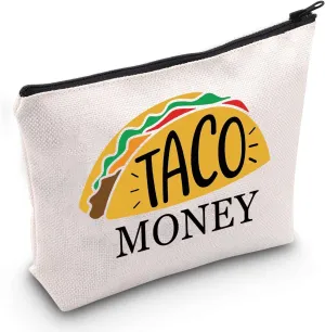 JXGZSO Taco Money Pouch Taco Gifts for Teachers, Cosmetic Bag for Purse, Taco Lover Gift Zipper Pouch College Student (TACO MONEY BAG)