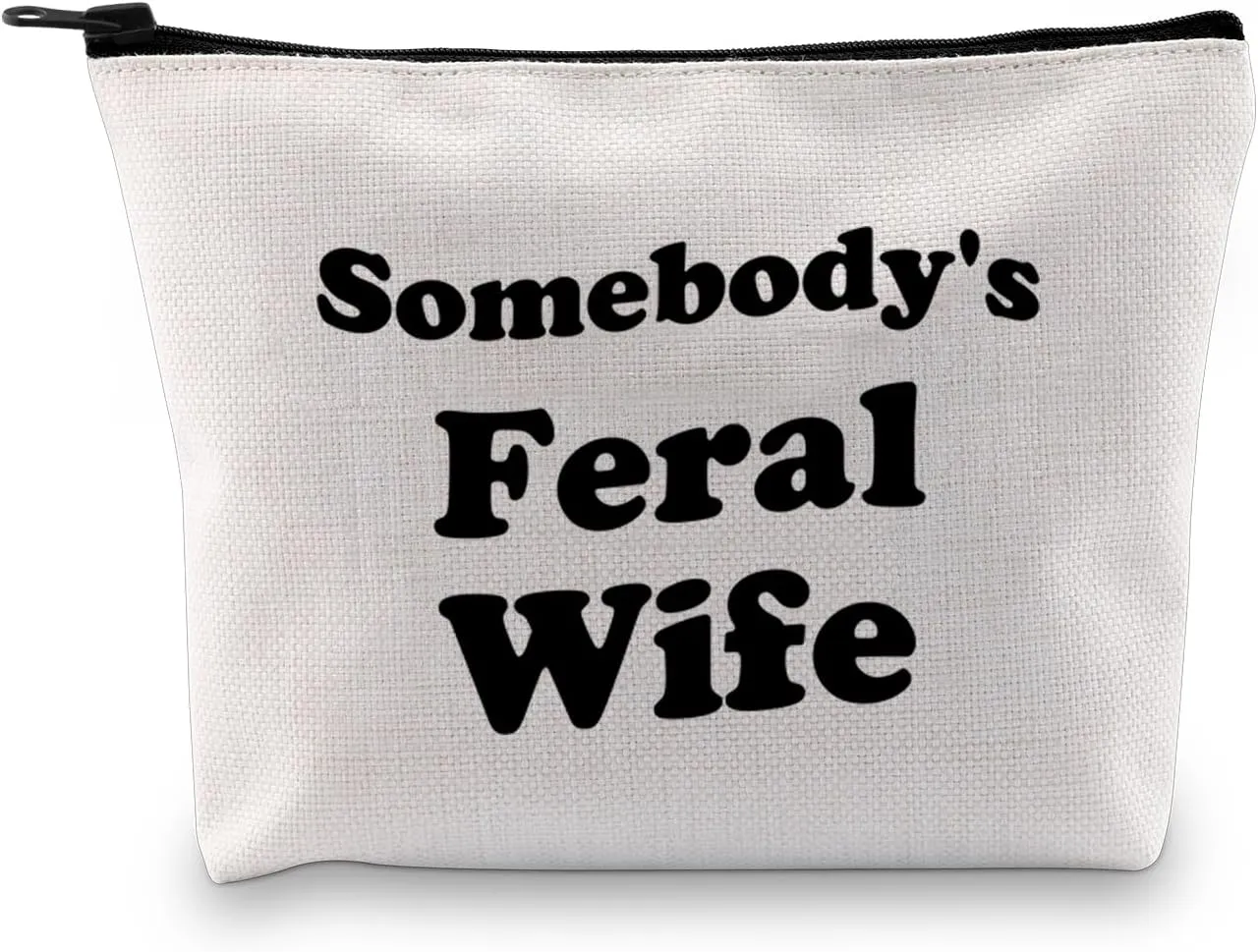 JXGZSO Wedding Anniversary Pouch Somebody's Feral Wife Makeup Bag Honeymoon Gift Best Wifey Cosmetic Travel Bag Feral Wife Gift