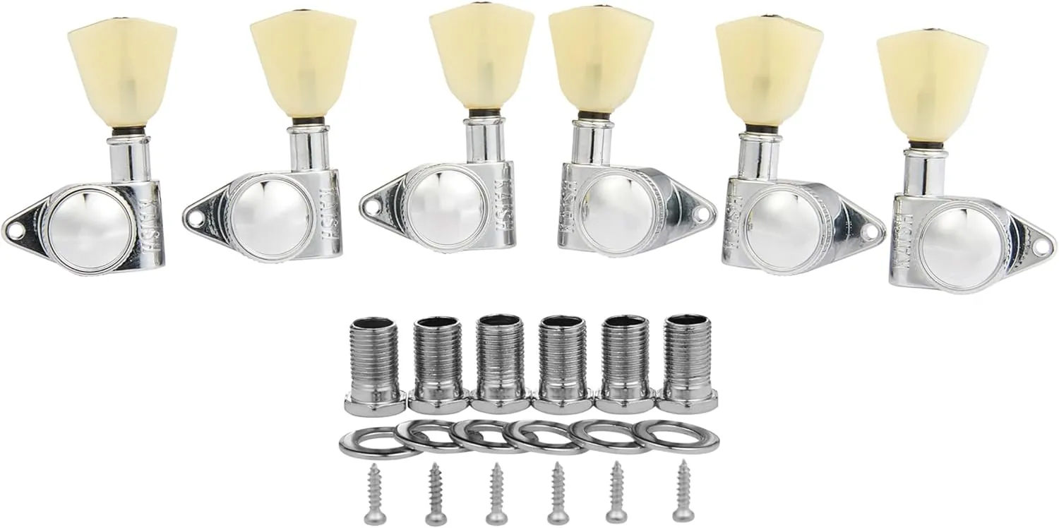 KAISH Chrome 3 3 Locking Tuners 21:1 Locking Tuning Machines Locking Tuning keys with Vintage Keystone Buttons for USA LP/Les Paul/SG/ES/Acoustic Guitars