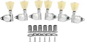 KAISH Chrome 3 3 Locking Tuners 21:1 Locking Tuning Machines Locking Tuning keys with Vintage Keystone Buttons for USA LP/Les Paul/SG/ES/Acoustic Guitars