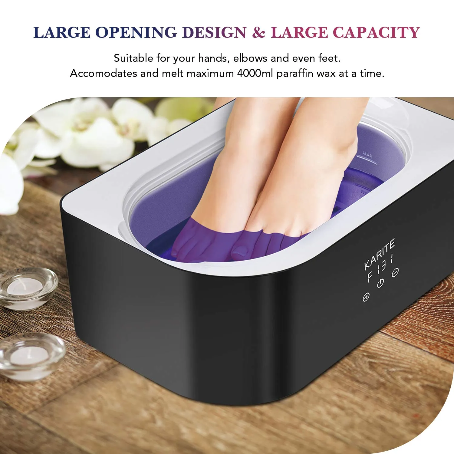 KARITE Lavender Scented Paraffin Wax Beads Blocks - 4 Pack for Bath, Hand, Feet Dry Skin Moisturizing, Hydration, and Nourishment