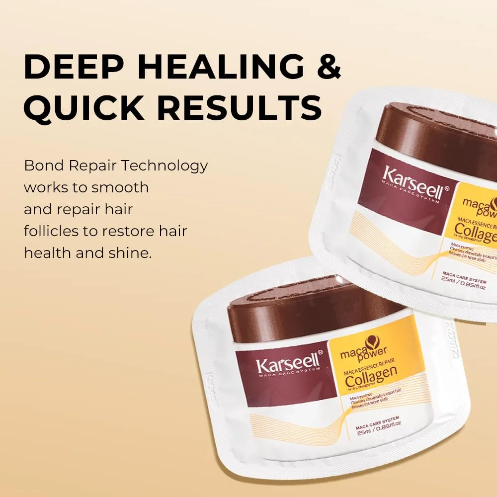 Karseell Collagen Hair Treatment Deep Repair Conditioning Argan Oil Collagen Hair Mask Essence for Dry Damaged Hair All Hair Types 25ml/ 0.34oz（24 packs