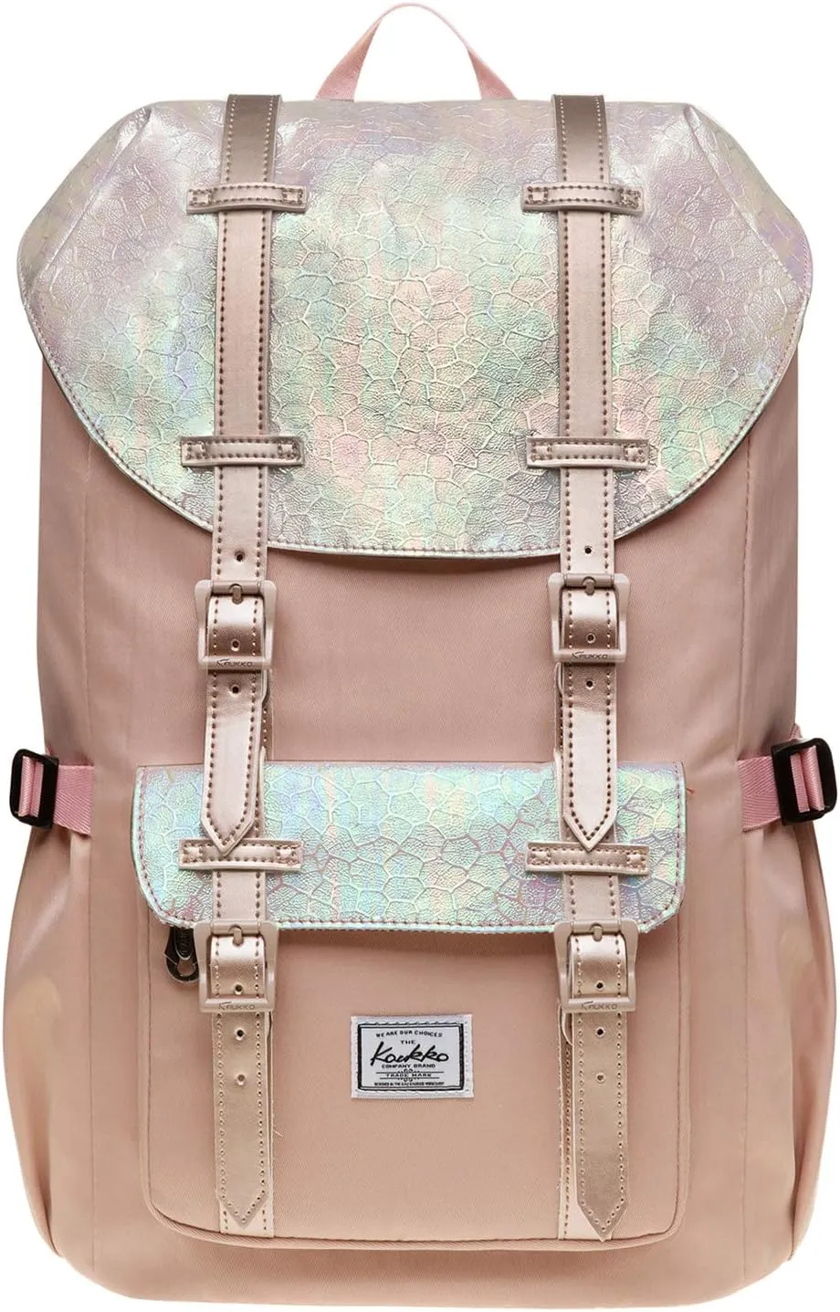 KAUKKO Laptop Outdoor Backpack, Traveling Rucksack Fits 15.6 Inch Laptop(5-14-Fairy rose tan)