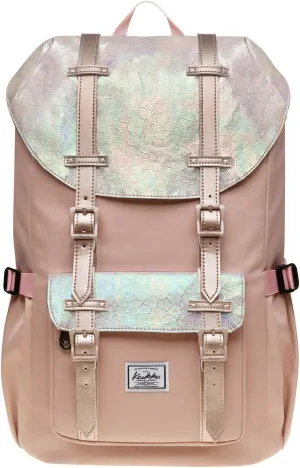 KAUKKO Laptop Outdoor Backpack, Traveling Rucksack Fits 15.6 Inch Laptop(5-14-Fairy rose tan)