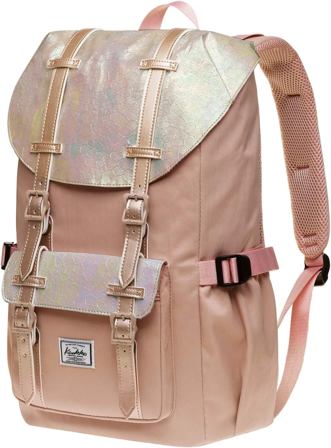 KAUKKO Laptop Outdoor Backpack, Traveling Rucksack Fits 15.6 Inch Laptop(5-14-Fairy rose tan)