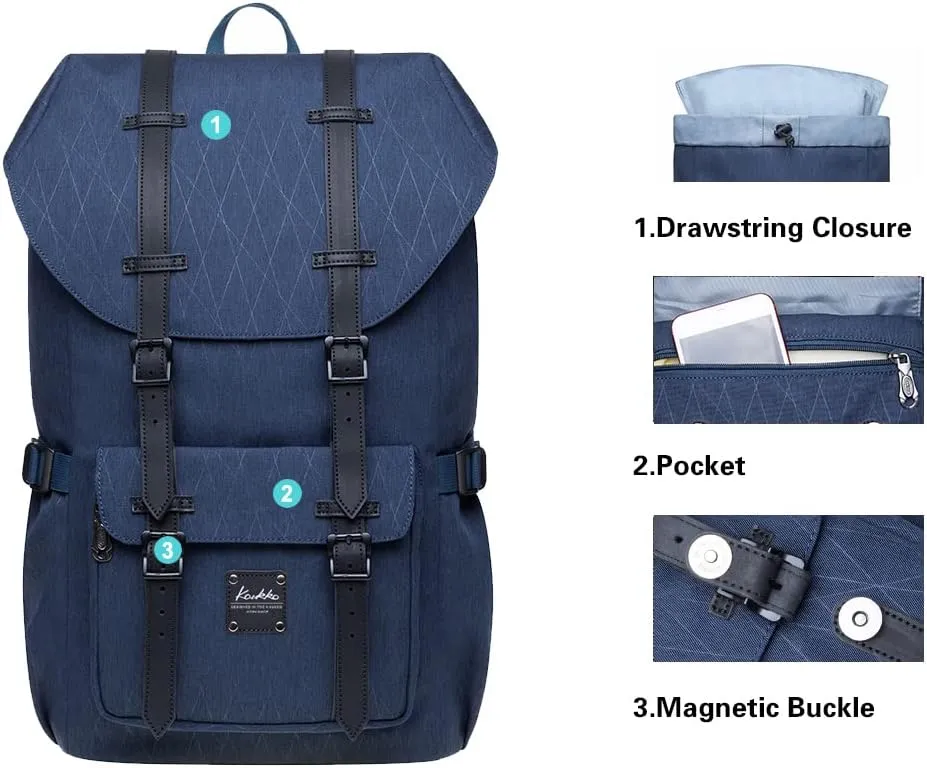 KAUKKO Laptop Travel Backpack, Outdoor Rucksack Fits 15.6 Inch Laptop(18-blue)