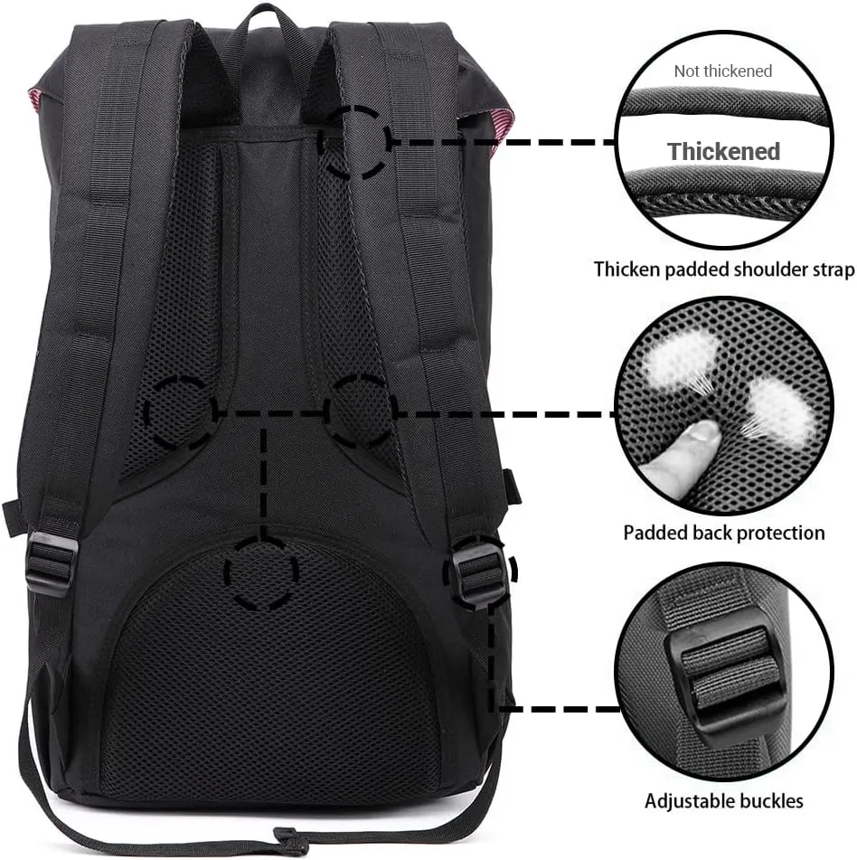 KAUKKO Travel Laptop Backpack Outdoor Rucksack Causal backpack Fits 15.6"(Nylon Black2pc)