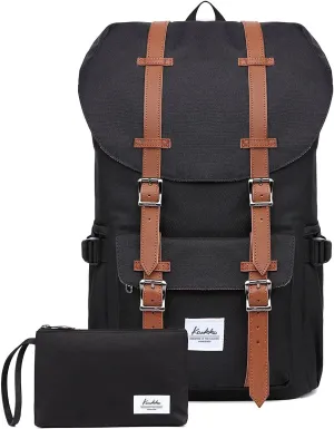 KAUKKO Travel Laptop Backpack Outdoor Rucksack Causal backpack Fits 15.6"(Nylon Black2pc)