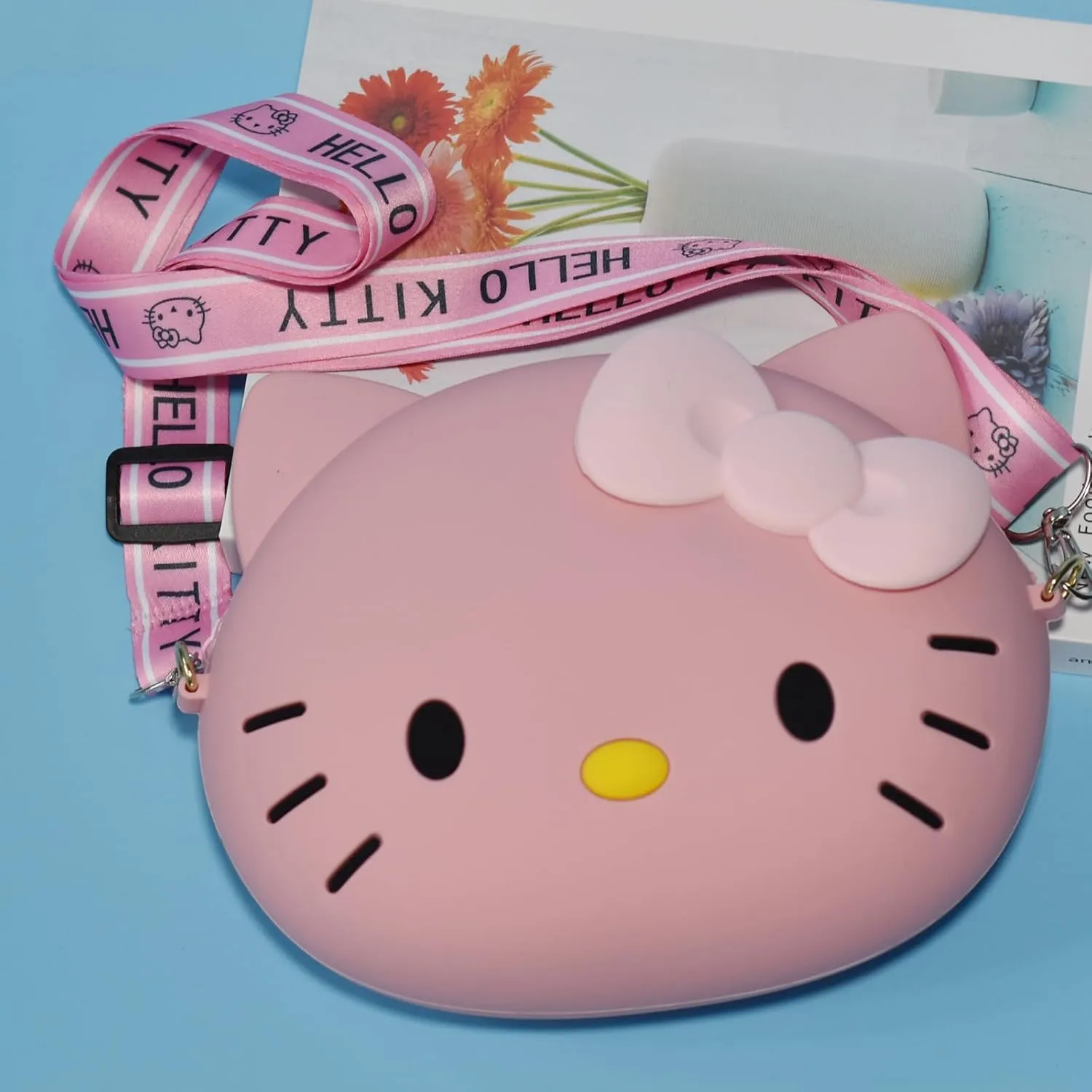 Kawaii Kitty Bag with Adjustable Shoulder Strap, Zipper Handbag Cute Kitty Coin Wallet Purse Shoulder Bag,