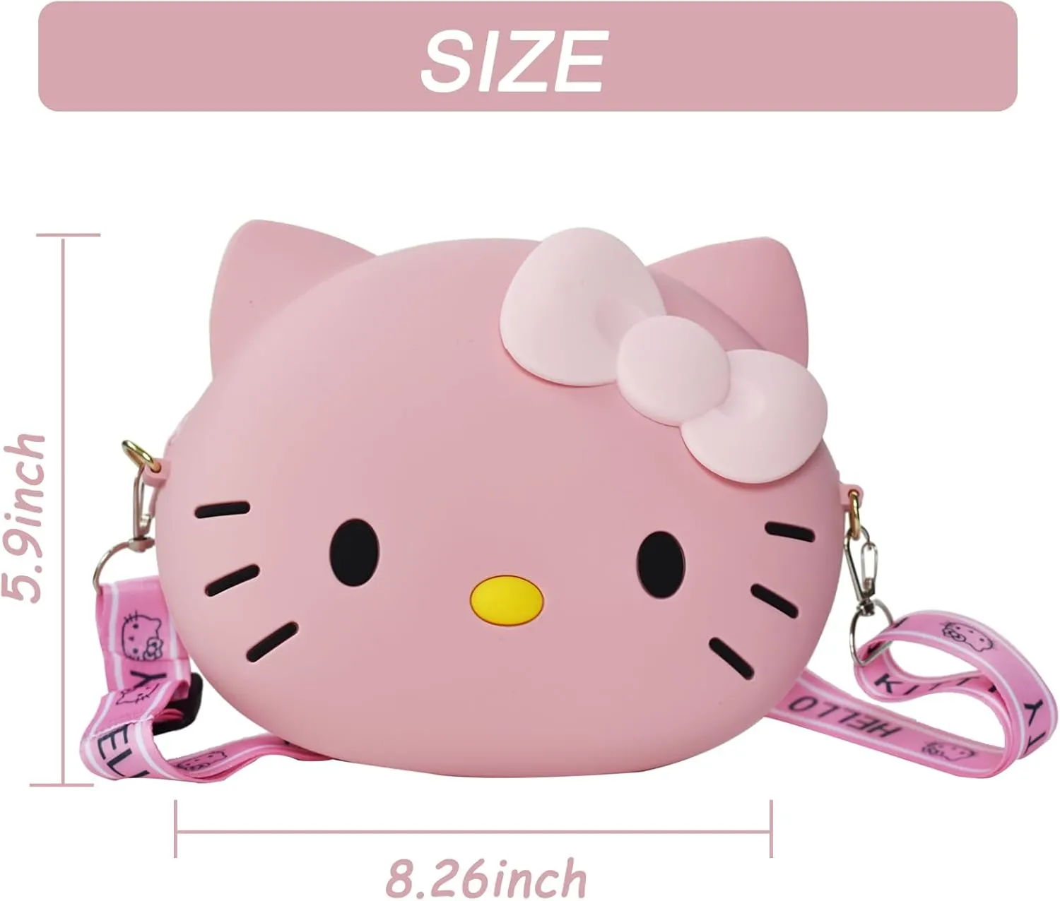 Kawaii Kitty Bag with Adjustable Shoulder Strap, Zipper Handbag Cute Kitty Coin Wallet Purse Shoulder Bag,