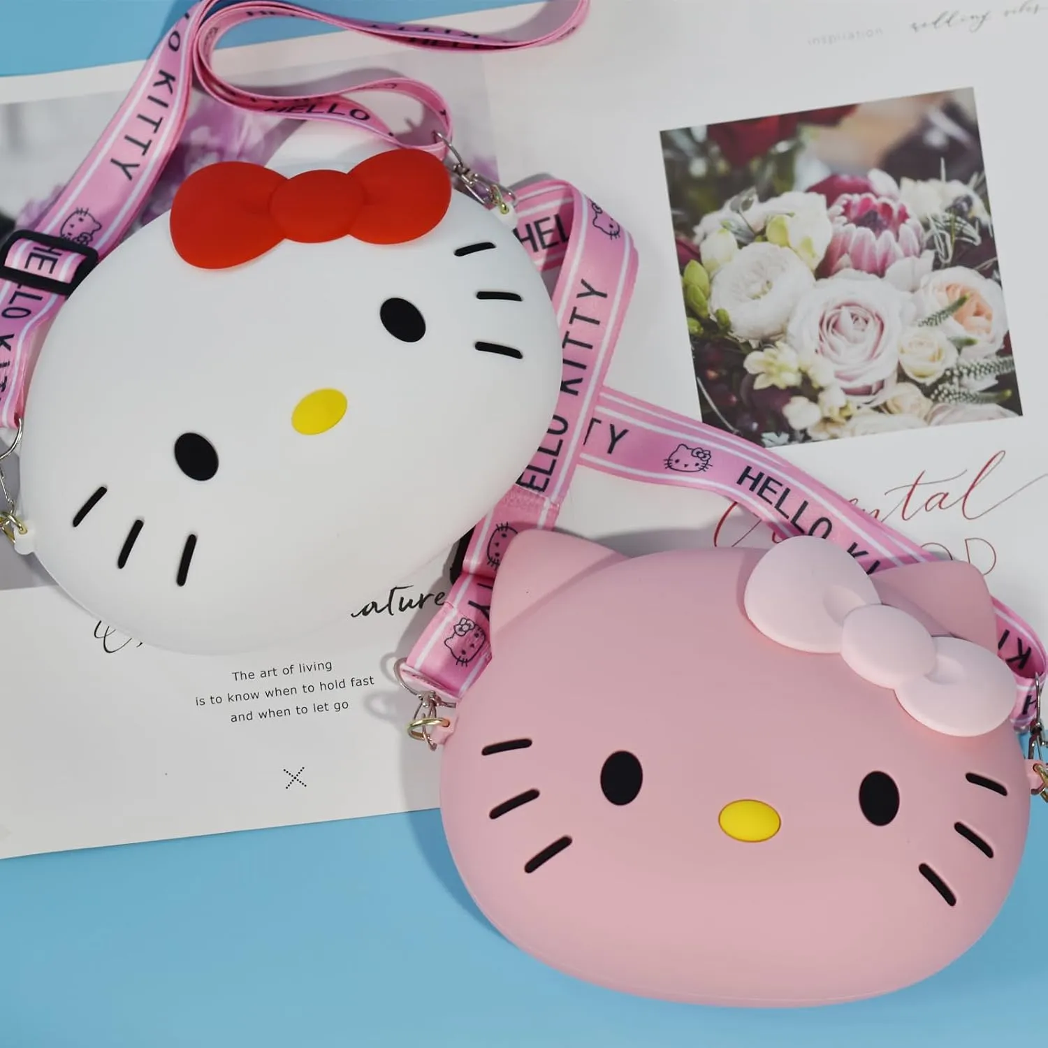 Kawaii Kitty Bag with Adjustable Shoulder Strap, Zipper Handbag Cute Kitty Coin Wallet Purse Shoulder Bag,
