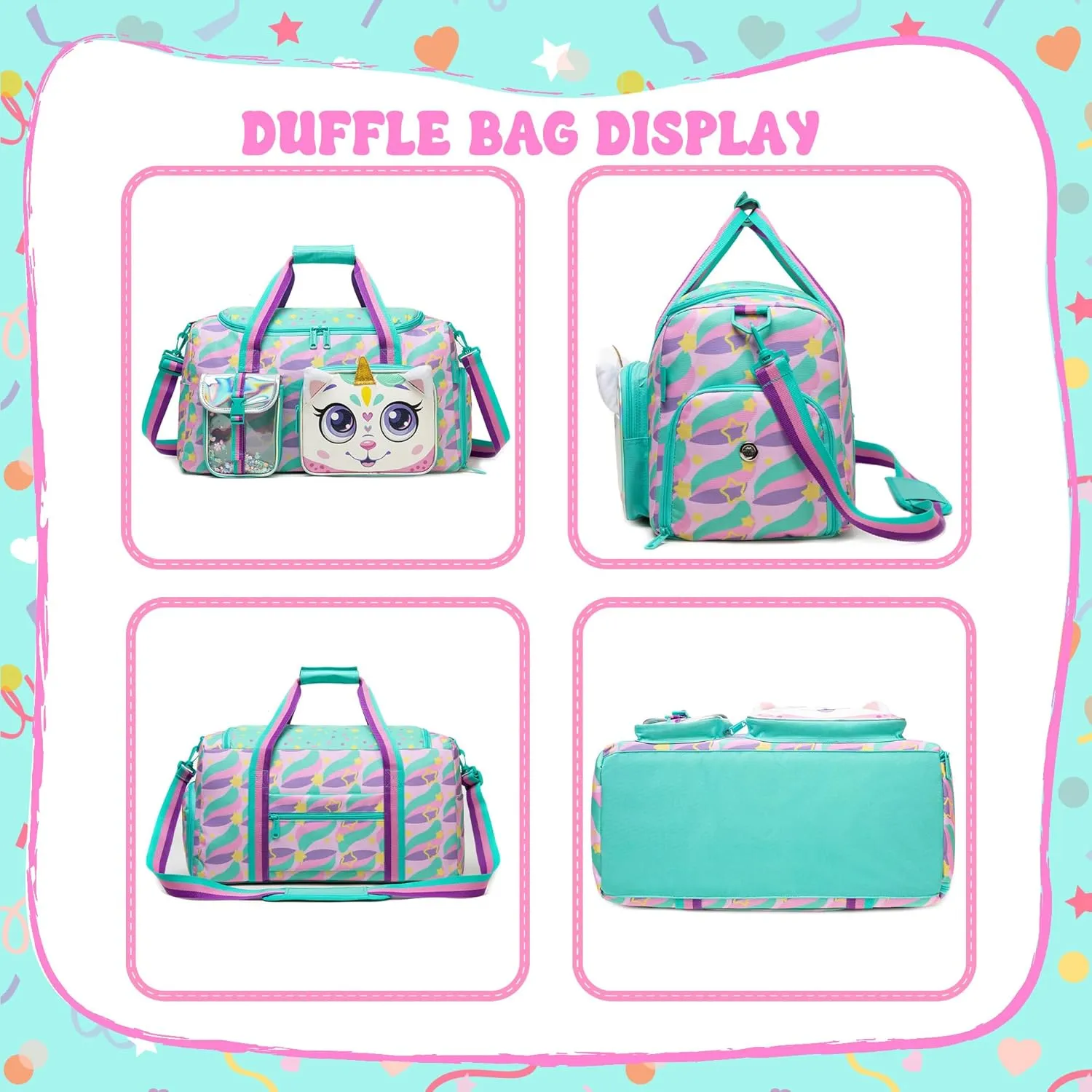 Kids Duffle Bag Girls Travel Bag for Kids Overnight Bag for Girls Dance Bag for Girls Weekender Bag Gym Bag with Shoe Compartment