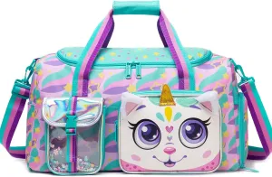 Kids Duffle Bag Girls Travel Bag for Kids Overnight Bag for Girls Dance Bag for Girls Weekender Bag Gym Bag with Shoe Compartment