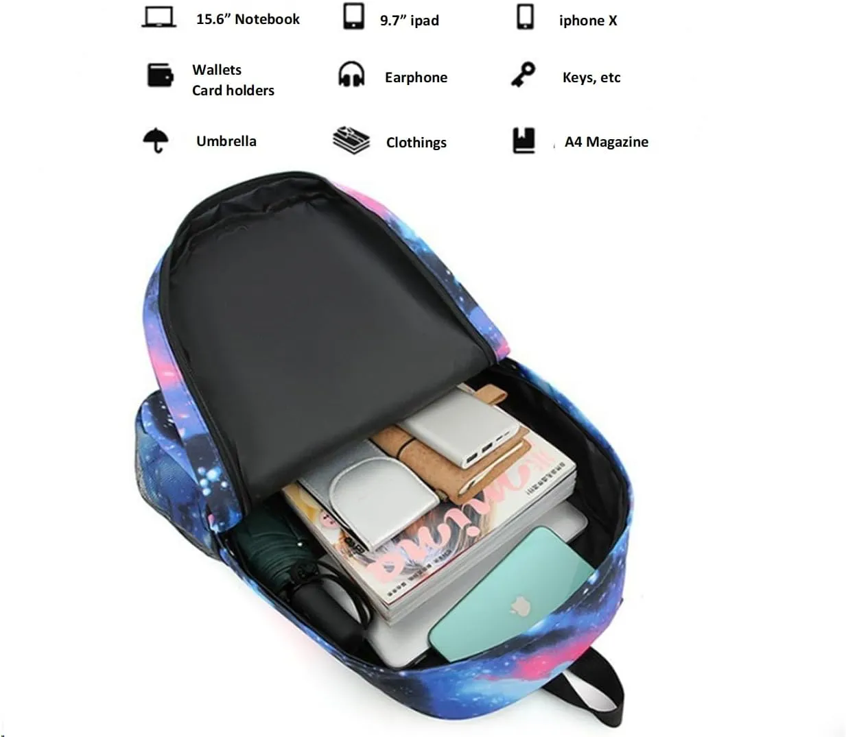 Kids Shadow Milk Cookie Backpack Shoulder Bag Pencil Case 3PCS Set - 17in (E,3cps)