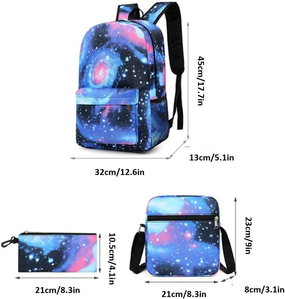 Kids Shadow Milk Cookie Backpack Shoulder Bag Pencil Case 3PCS Set - 17in (E,3cps)