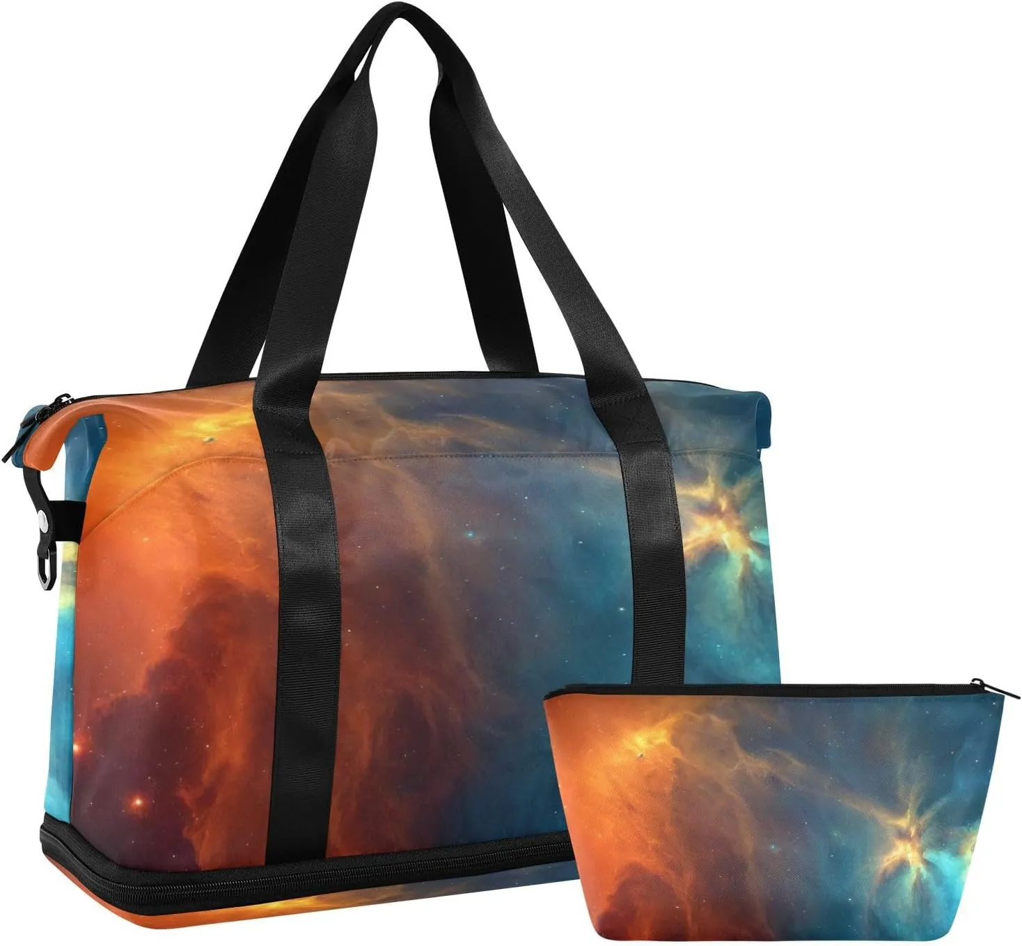 Kigai Colourful Milky Way Sport Tote Bag for Women Men Large Travel Duffel Bag Waterproof Weekender Overnight Bag With Wet Pocket for Gym Yoga Swimming Camping