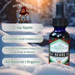 Kilt Beard Co.- Kilted Lumberjack (Holiday Edition) Premium Beard Oil 1oz (Apple, Cinnamon Bark, and Cedarwood,) Moisturize, Nourish, Organic, All-Natural
