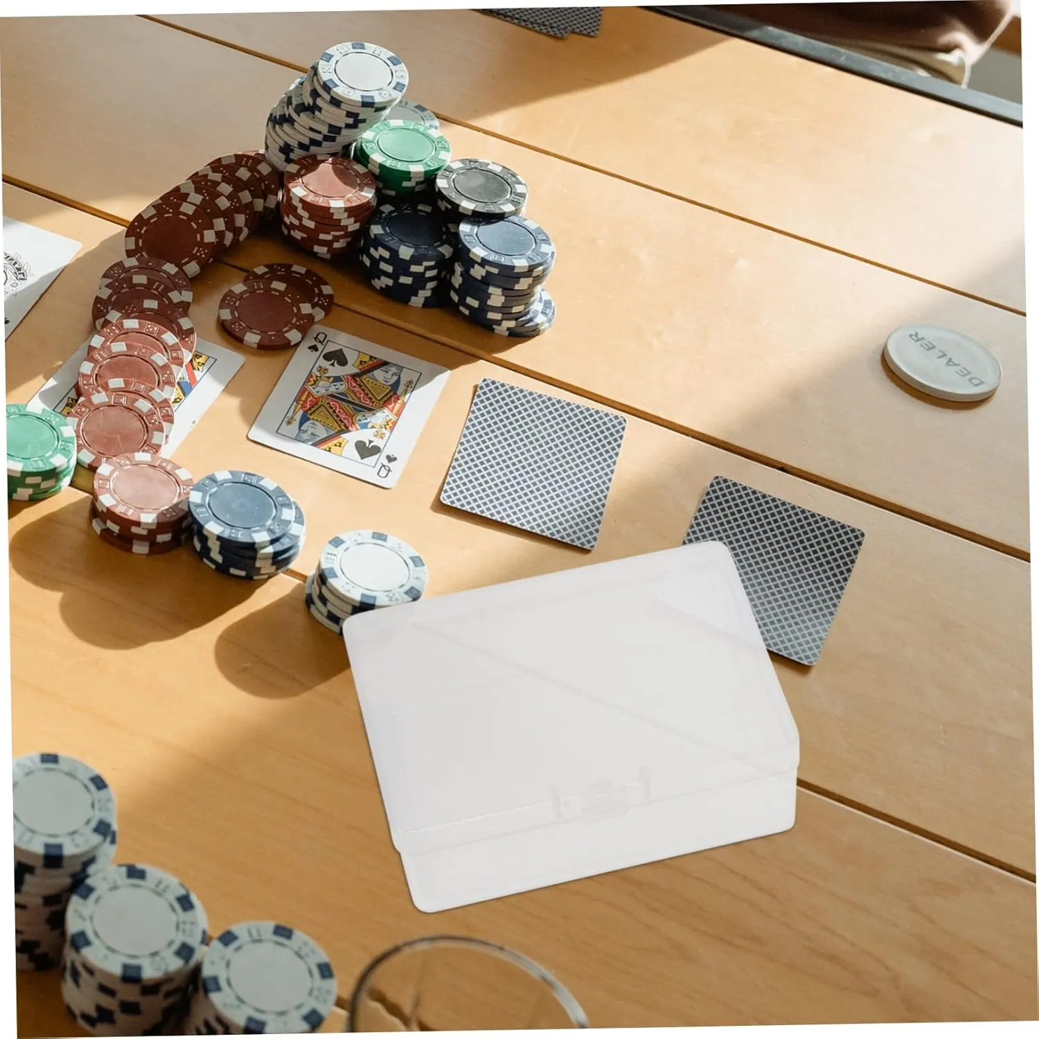 Kisangel 5sets Business Card Storage Box Poker Card Box Lid Plastic Case Compact Lightweight 3pcs*5