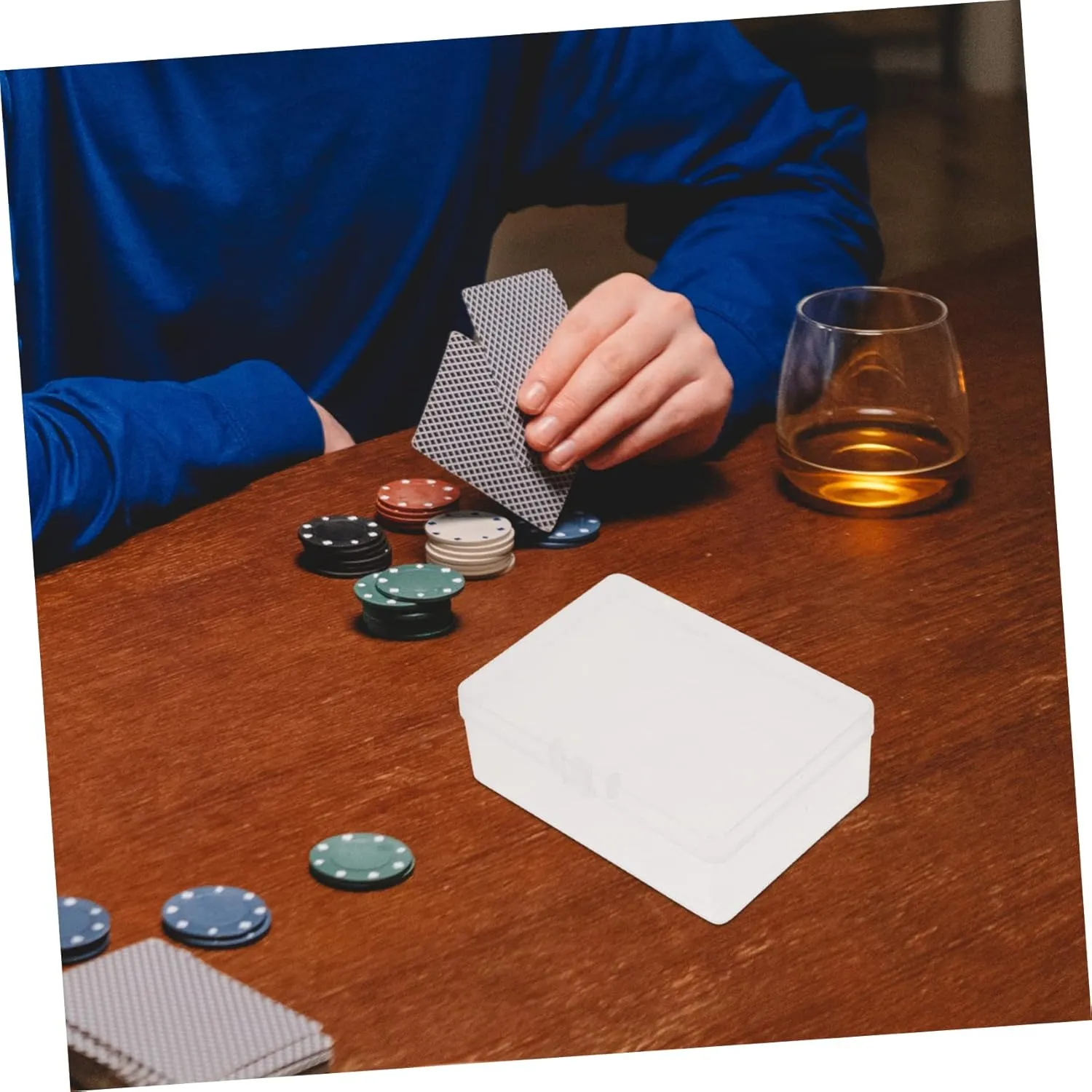 Kisangel 5sets Business Card Storage Box Poker Card Box Lid Plastic Case Compact Lightweight 3pcs*5