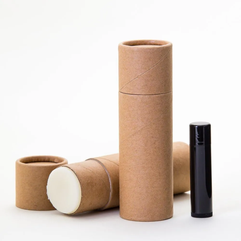 KJ's Krafts 3 OZ Kraft Paperboard Lip Balm Tubes (12 Pack, Eco-friendly, All Skin Types)