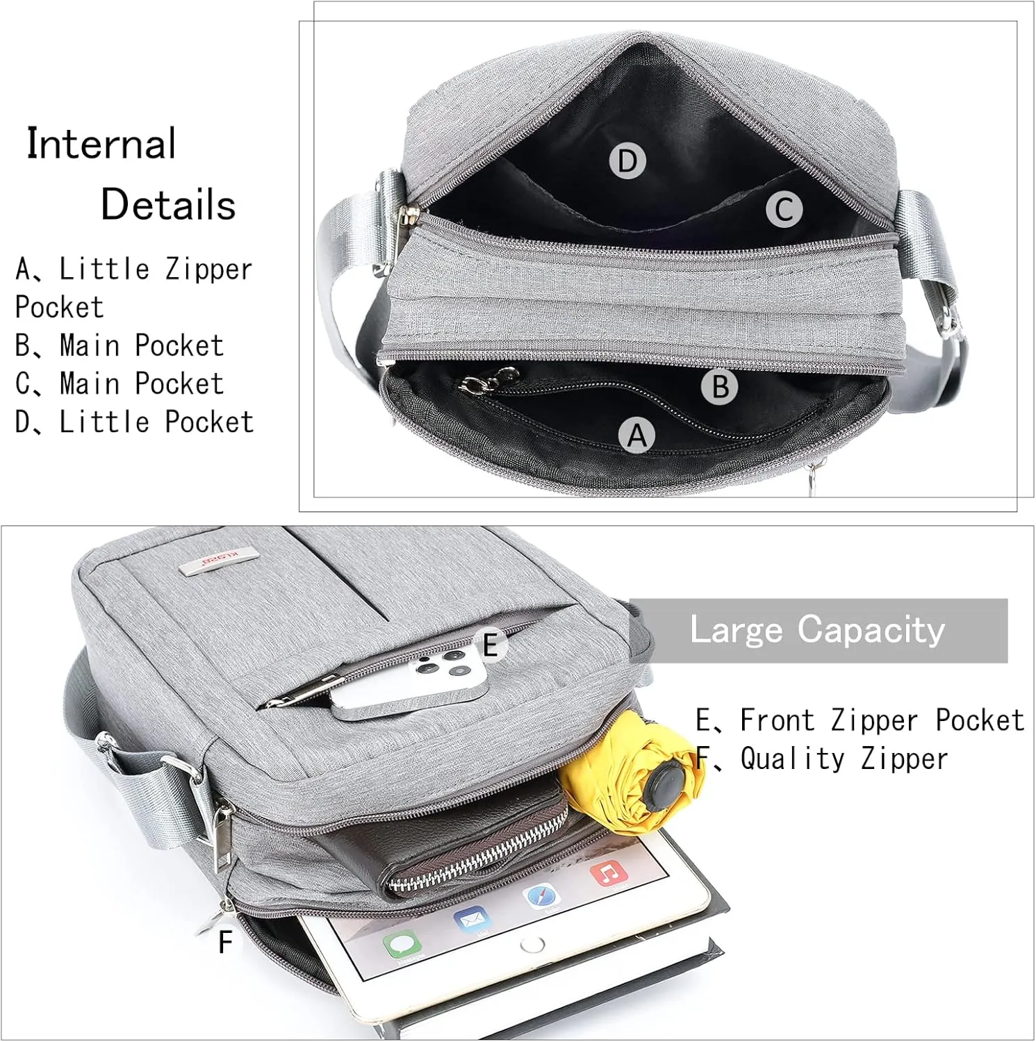 KL928 Men's Messenger Bag - Crossbody Shoulder Bags Travel Bag Man Purse Casual Sling Pack for Work Business