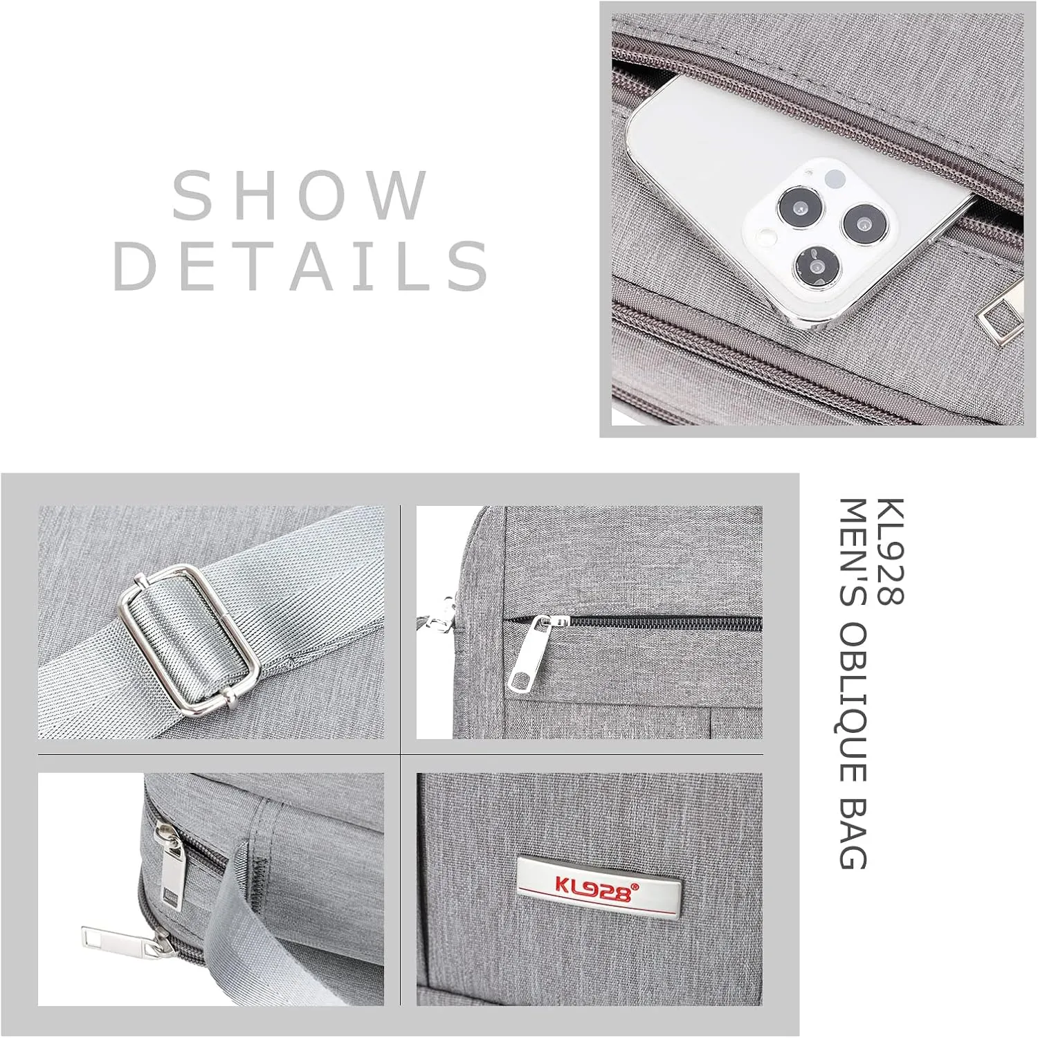 KL928 Men's Messenger Bag - Crossbody Shoulder Bags Travel Bag Man Purse Casual Sling Pack for Work Business
