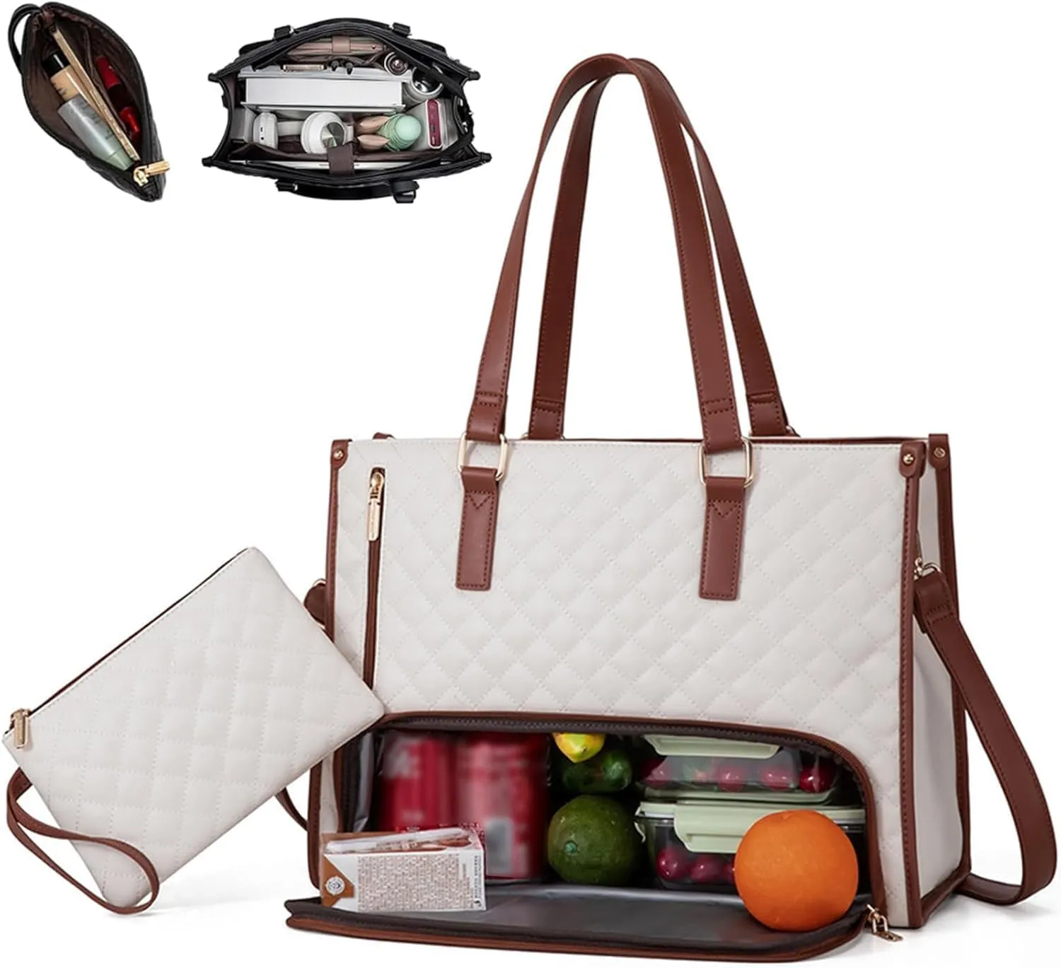 Kristie Leblanc Tote Bag, 2 in 1 Tote Bag Lunch Bag Combo, 15.6 Inch Bags with Lunch Compartment for Women