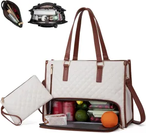 Kristie Leblanc Tote Bag, 2 in 1 Tote Bag Lunch Bag Combo, 15.6 Inch Bags with Lunch Compartment for Women