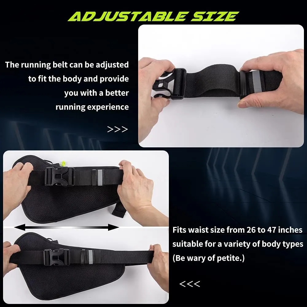 Labeol Waist Pack, Waterproof Hydration Belt with Water Bottle Holder, Adjustable Fanny Pack for Running, Hiking, Walking, Cycling, Black