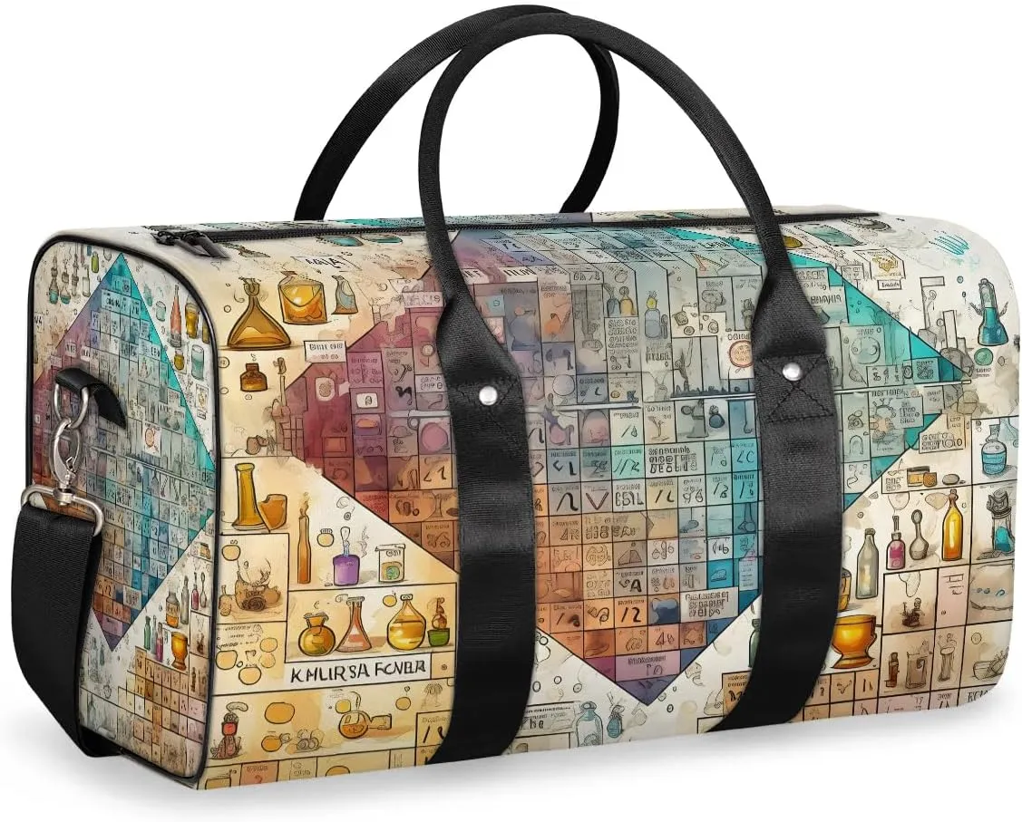 Laboratory Print Travel Duffel Bag for Women Men Waterproof Foldable Overnight Weekender Bag Large Capacity Sports Gym Bag