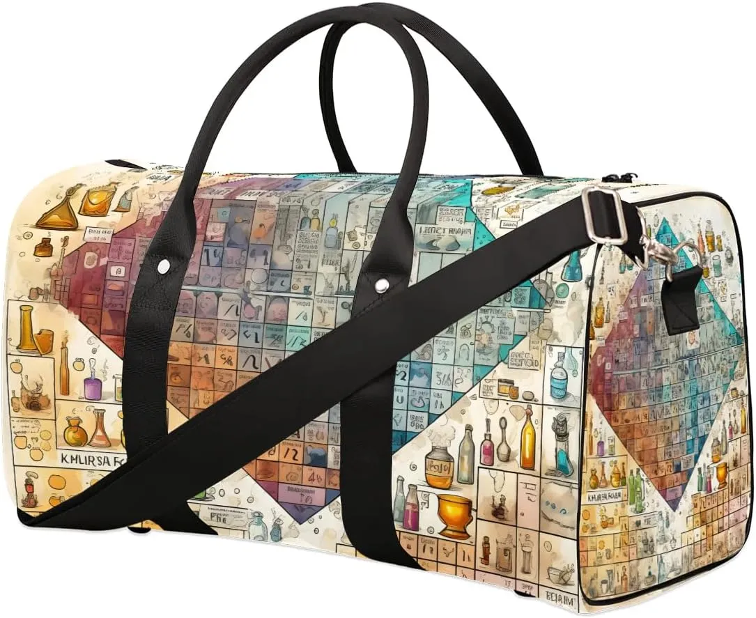 Laboratory Print Travel Duffel Bag for Women Men Waterproof Foldable Overnight Weekender Bag Large Capacity Sports Gym Bag