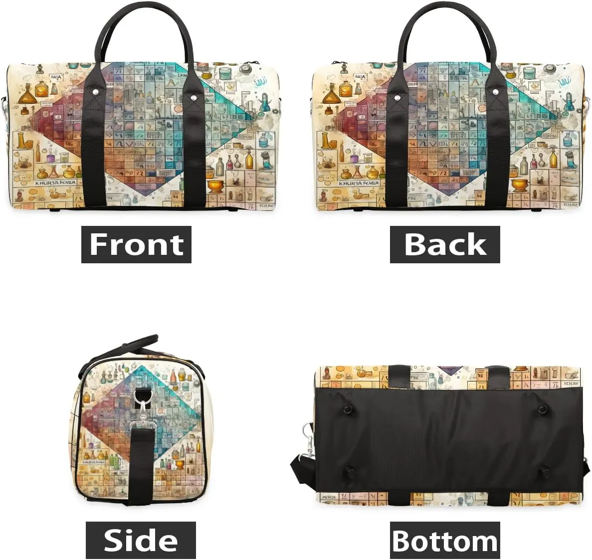 Laboratory Print Travel Duffel Bag for Women Men Waterproof Foldable Overnight Weekender Bag Large Capacity Sports Gym Bag