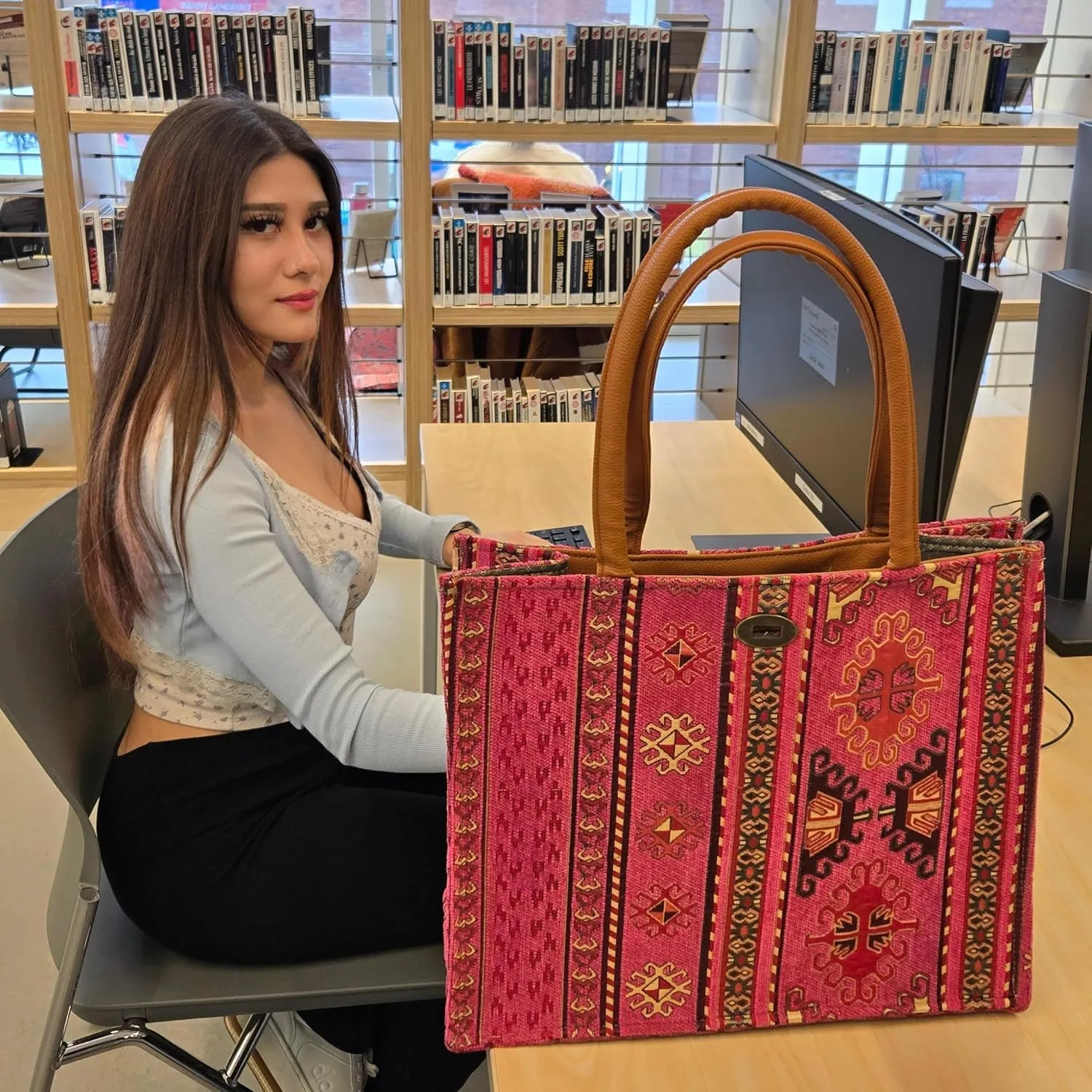 Laptop Tote Bag for Women Stylish Work Purse Office Handbag Travel Briefcase