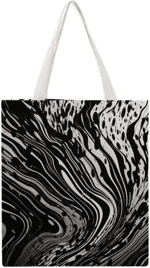 Large Grocery Bags Beach Tote Black Curve Style Shopping Bag for Women Shoulder Bag for Travel Work Handbag