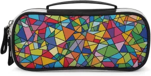 Large Makeup Bag for Purse Bright Geometric Shapes Cosmetic Bag for Women Travel Toiletry Bag with Handle Make Up Organizer Case Portable Pen Bag Small Pencil Case for Office