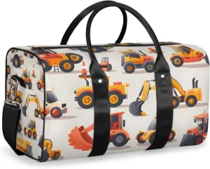 Large Trucks Travel Duffle Bag for Women Men Gym Duffel Foldable Bag Waterproof Weekender Excavator Vehicle Duffle Tote