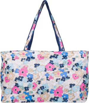Large Ultimate All Purpose Utility Ocean Blooms Floral 21 x 14 Fabric Tote Bag