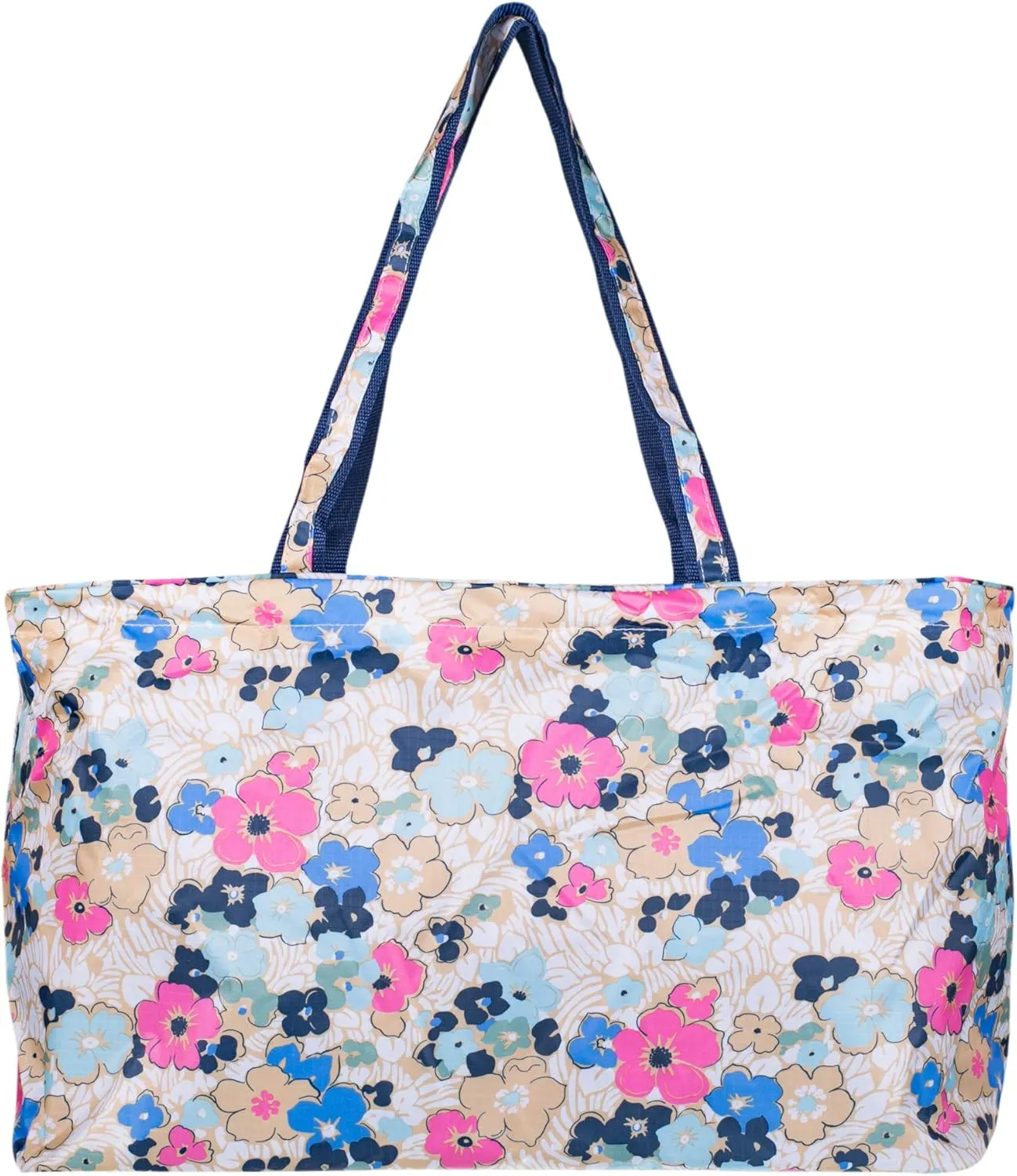Large Ultimate All Purpose Utility Ocean Blooms Floral 21 x 14 Fabric Tote Bag