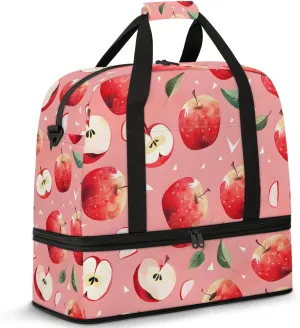 Large Weekender Overnight Bags Watercolor Fruit Apple Travel Duffel Bag for Women Men Gym Bags With Shoe Compartment Foldie Travel Tote Bag Carry On Personal Item Bag for Travel Gym Sports