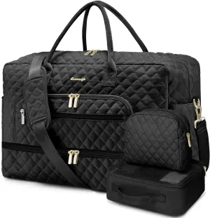 Large Women's Travel Duffel, Weekender with Shoe Compartment, Carry On Overnight Bag, Gym Duffel with Wet Pocket, Hospital Bags Set