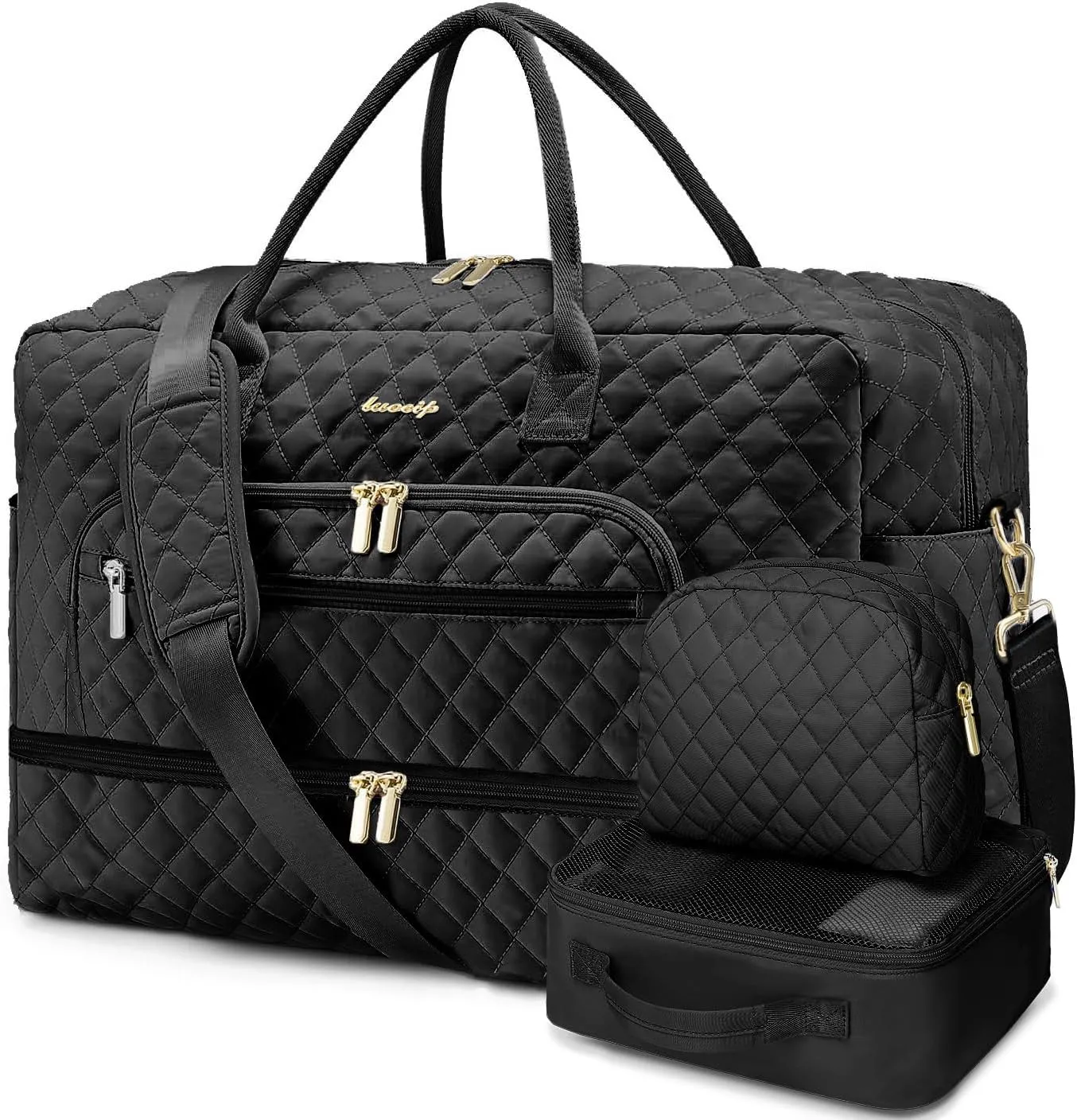 Large Women's Travel Duffel, Weekender with Shoe Compartment, Carry On Overnight Bag, Gym Duffel with Wet Pocket, Hospital Bags Set