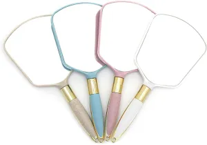 lasenersm 4 Pieces Travel Handheld Mirror Square Travel Makeup Mirror Cosmetic Hand Mirror Hand Held Mirror Plastic Cosmetic Mirror Makeup Hand Mirror with Handle, Multicolor