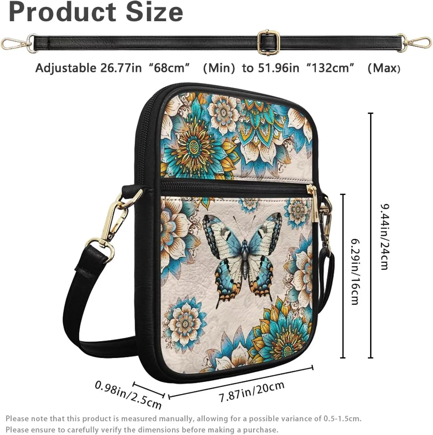 Leather Crossbody Bag for Women Men Small Cell Phone Bag Casual Body Cross Purse with Zipper Closure for Outdoor