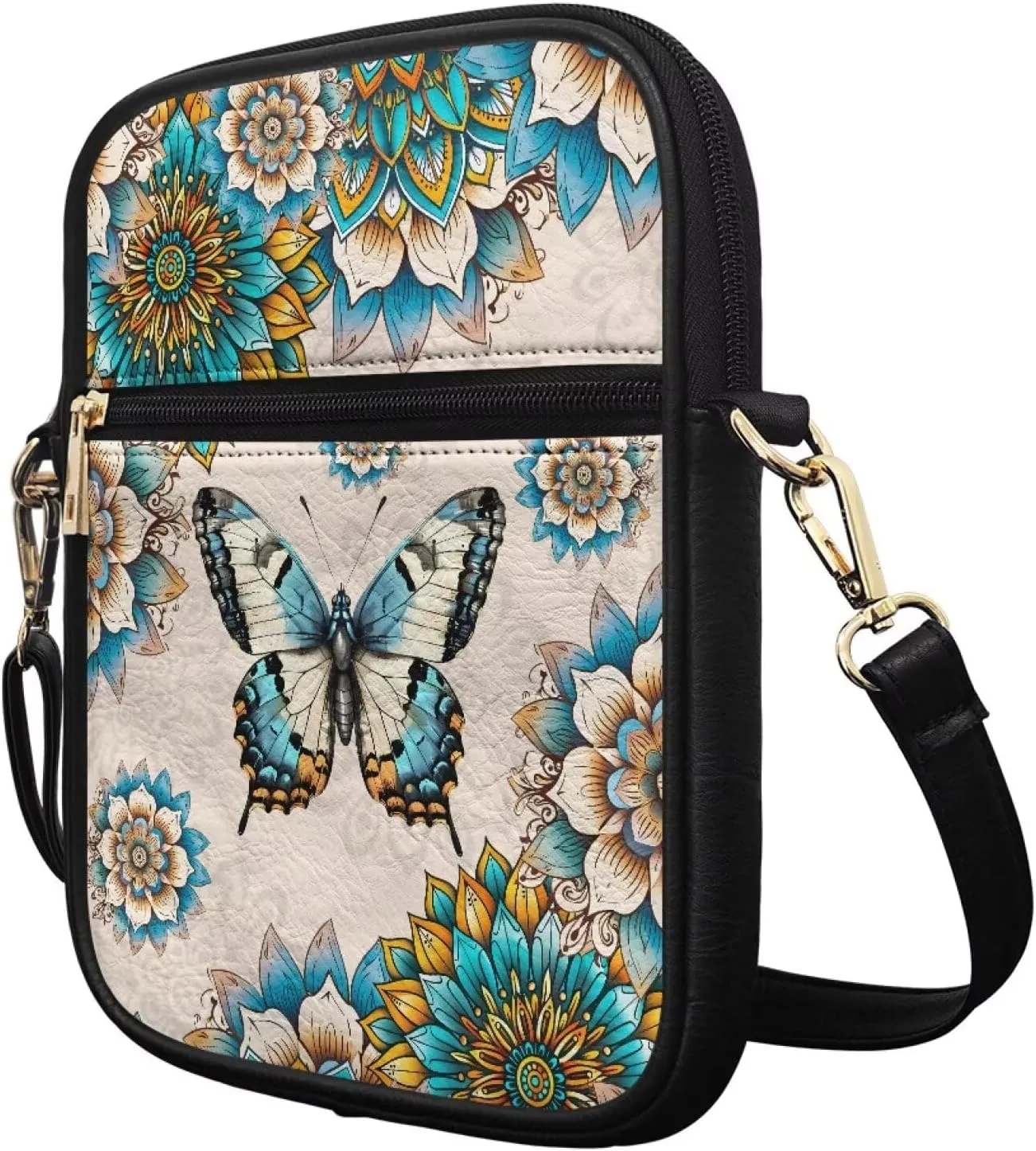 Leather Crossbody Bag for Women Men Small Cell Phone Bag Casual Body Cross Purse with Zipper Closure for Outdoor