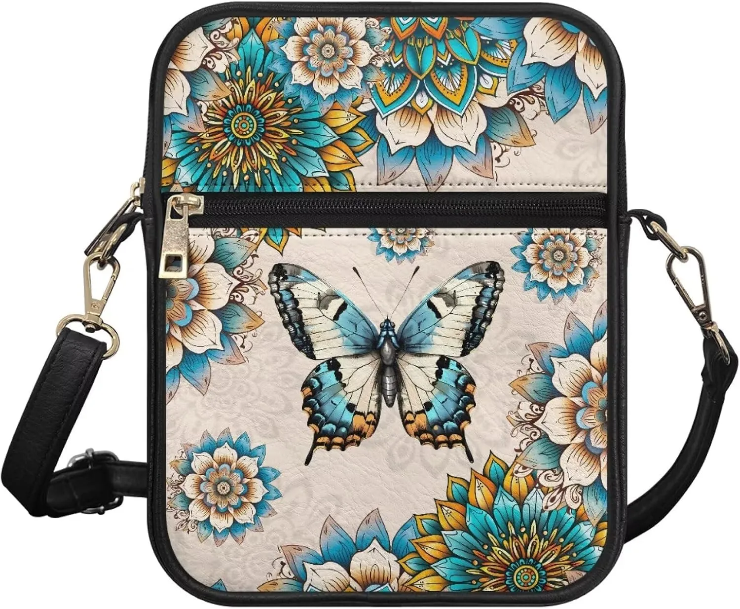 Leather Crossbody Bag for Women Men Small Cell Phone Bag Casual Body Cross Purse with Zipper Closure for Outdoor