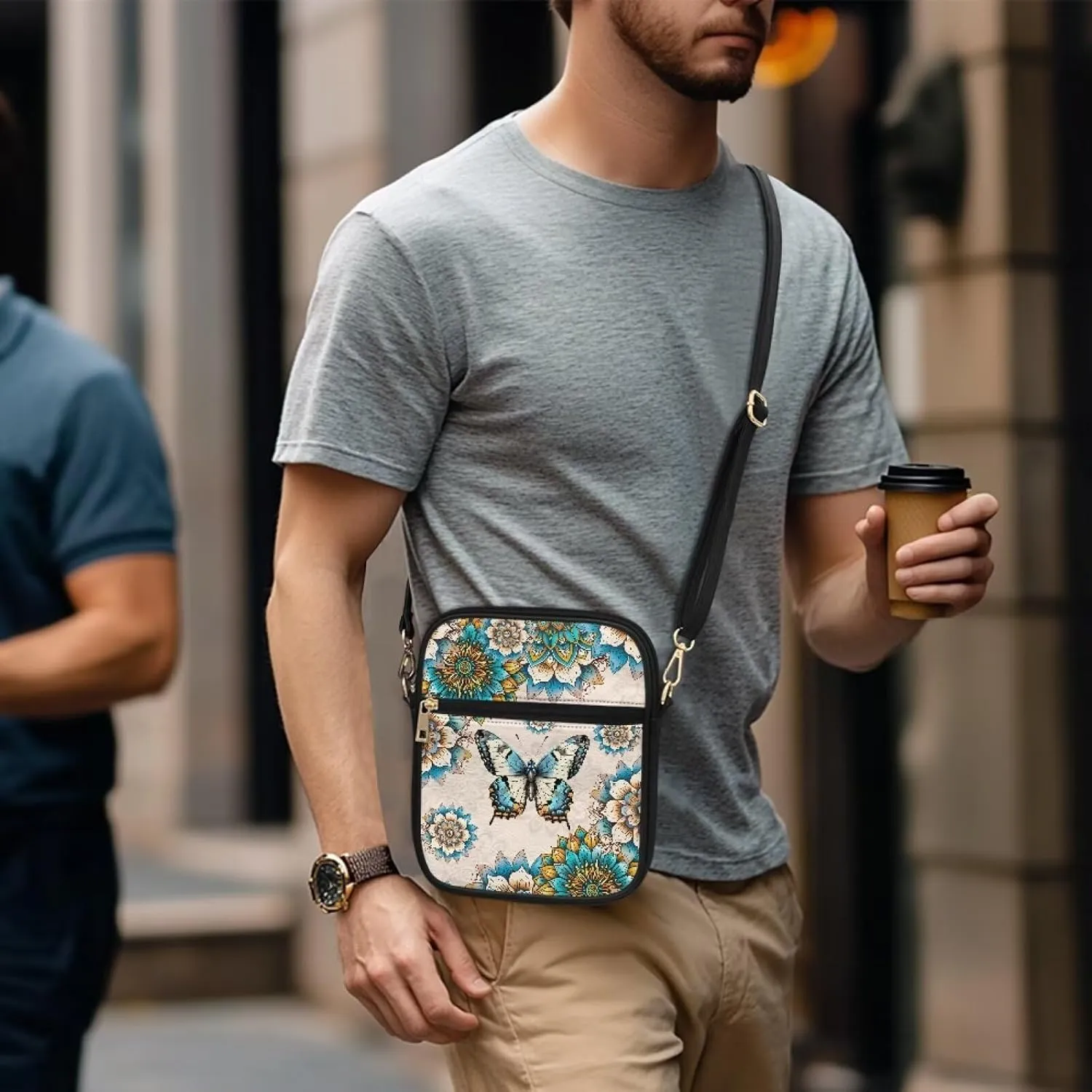 Leather Crossbody Bag for Women Men Small Cell Phone Bag Casual Body Cross Purse with Zipper Closure for Outdoor