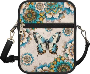 Leather Crossbody Bag for Women Men Small Cell Phone Bag Casual Body Cross Purse with Zipper Closure for Outdoor